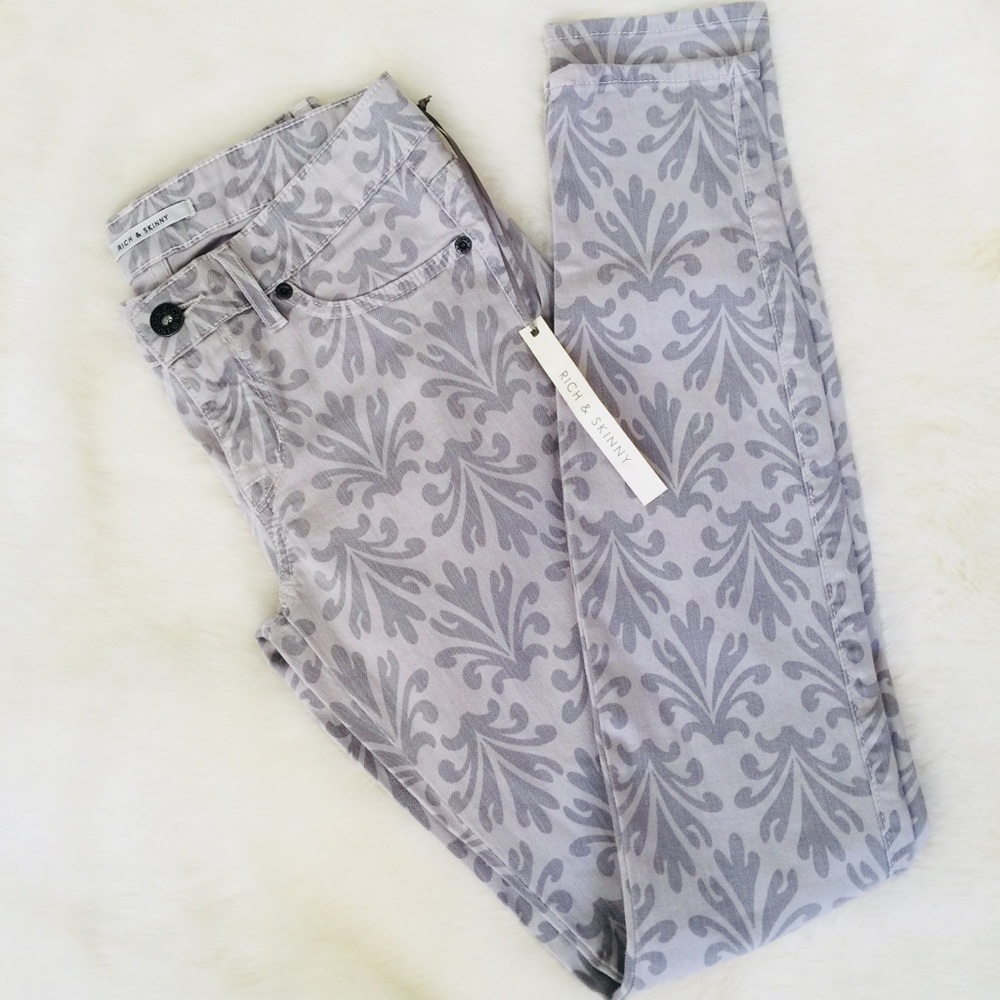 Rich & Skinny Ankle Skinny Jean Damask Print NWT - Picture 6 of 6